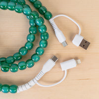 Load image into Gallery viewer, CC75 - 4-in-1 Beaded Charging Cable - Green Opal

