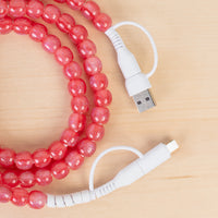 Load image into Gallery viewer, CC77 - 4-in-1 Beaded Charging Cable - Red Opal
