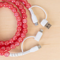 Load image into Gallery viewer, CC77 - 4-in-1 Beaded Charging Cable - Red Opal
