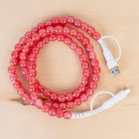 Load image into Gallery viewer, CC77 - 4-in-1 Beaded Charging Cable - Red Opal
