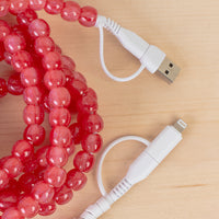 Load image into Gallery viewer, CC78 - 4-in-1 Extra Long Beaded Charging Cable - Red Opal

