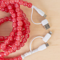 Load image into Gallery viewer, CC78 - 4-in-1 Extra Long Beaded Charging Cable - Red Opal
