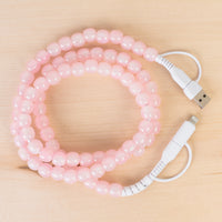 Load image into Gallery viewer, CC79 - 4-in-1 Beaded Charging Cable - Pink Opal
