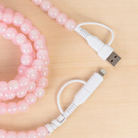 Load image into Gallery viewer, CC80 - 4-in-1 Extra Long Beaded Charging Cable - Pink Opal

