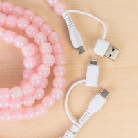 Load image into Gallery viewer, CC80 - 4-in-1 Extra Long Beaded Charging Cable - Pink Opal
