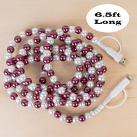 Load image into Gallery viewer, CC82 - 4-in-1 Extra Long Beaded Charging Cable - Purple &amp; Pearl

