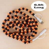 Load image into Gallery viewer, CC84 - 4-in-1 Extra Long Beaded Charging Cable - Orange &amp; Black
