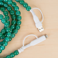 Load image into Gallery viewer, CC85 - 4-in-1 Extra Long Beaded Charging Cable - Green Opal
