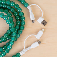 Load image into Gallery viewer, CC85 - 4-in-1 Extra Long Beaded Charging Cable - Green Opal
