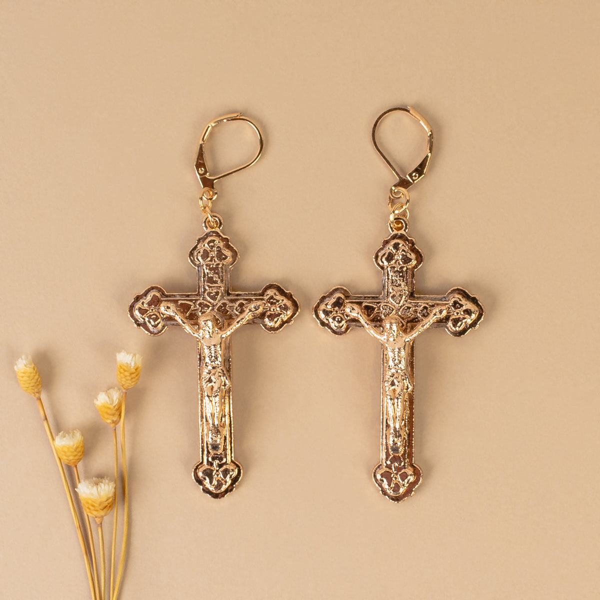 DEANN - Cross Earrings - Gold