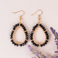 Load image into Gallery viewer, GGE37 - Beaded Hoop Earrings - Black
