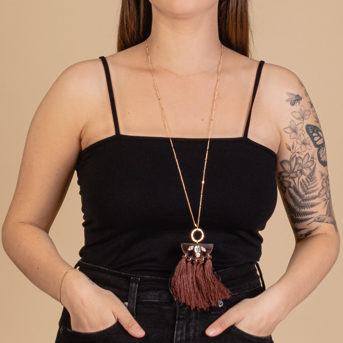 GGN46 - Tassel Necklace - Brown