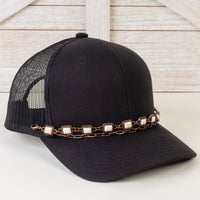 Load image into Gallery viewer, HA009 - Squash Blossom Trucker Hat Chain - Ivory &amp; Copper
