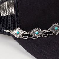 Load image into Gallery viewer, HA010 - Squash Blossom Trucker Hat Chain - Turquoise &amp; Silver
