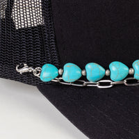 Load image into Gallery viewer, HA013 - Squash Blossom Trucker Hat Chain - Turquoise &amp; Silver
