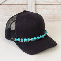 Load image into Gallery viewer, HA013 - Squash Blossom Trucker Hat Chain - Turquoise &amp; Silver
