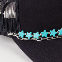 Load image into Gallery viewer, HA014 - Squash Blossom Trucker Hat Chain - Turquoise &amp; Silver
