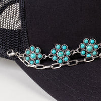Load image into Gallery viewer, HA017 - Squash Blossom Trucker Hat Chain - Turquoise &amp; Silver
