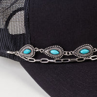 Load image into Gallery viewer, HA020 - Squash Blossom Trucker Hat Chain - Turquoise &amp; Silver
