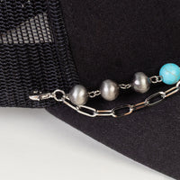 Load image into Gallery viewer, HA027 - Western Trucker Hat Chain - Turquoise &amp; Silver
