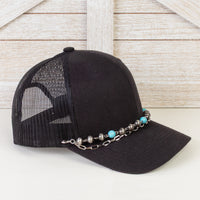 Load image into Gallery viewer, HA027 - Western Trucker Hat Chain - Turquoise &amp; Silver
