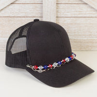 Load image into Gallery viewer, HA028 - USA Dice Trucker Hat Chain - Red White &amp; Blue
