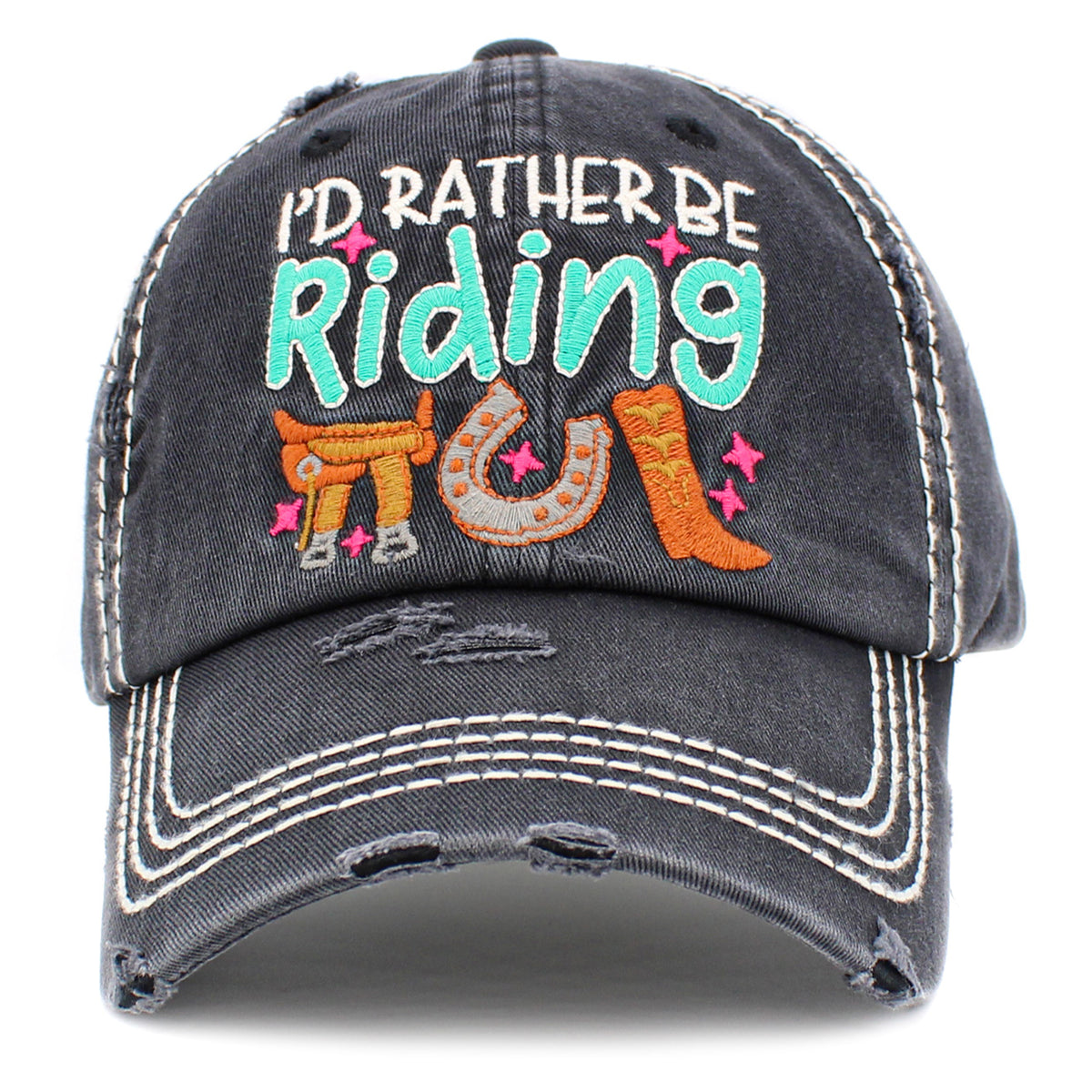 1421 - I'd Rather Be Riding Hat - Black