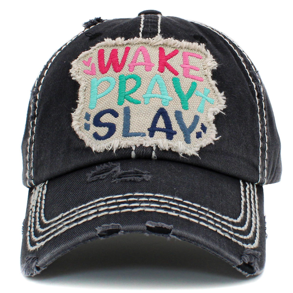 1442 - Wake Pray Slay Hat - Black