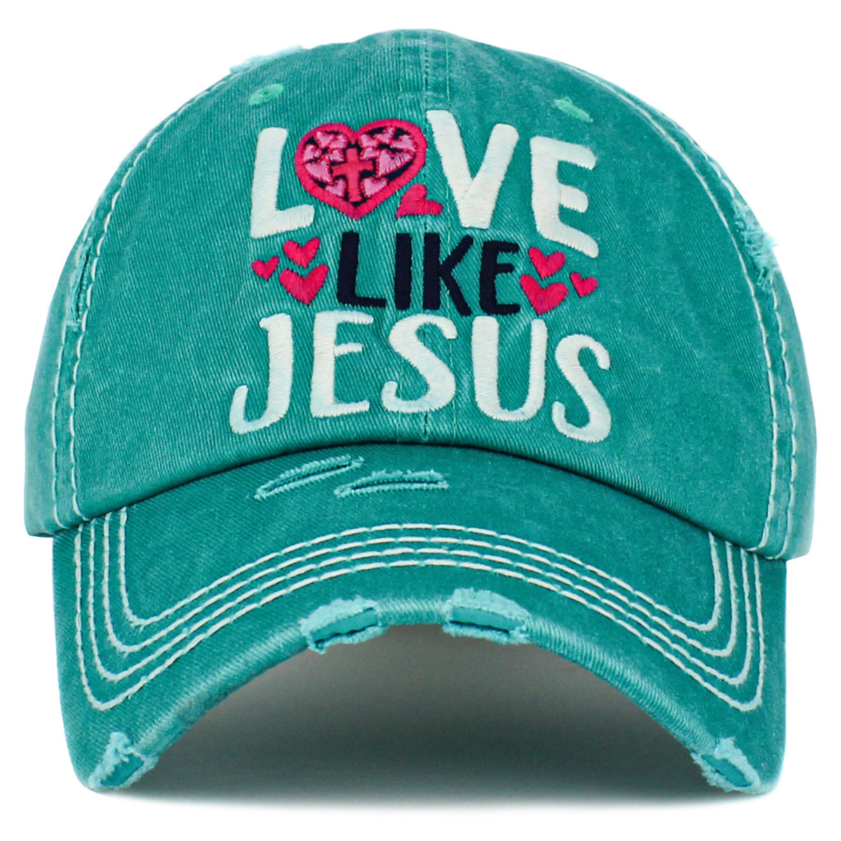 1444 - Love Like Jesus Hat - Turquoise