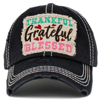 Load image into Gallery viewer, 1445 - Thankful Grateful Blessed Hat - Black
