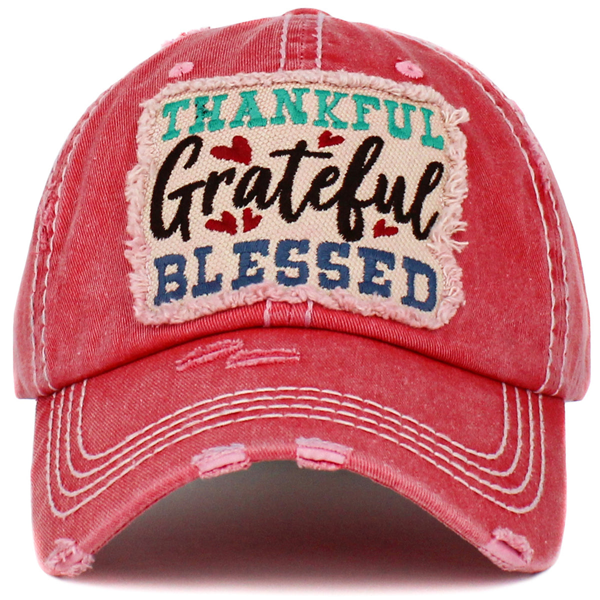 1445 - Thankful Grateful Blessed Hat - Hot Pink