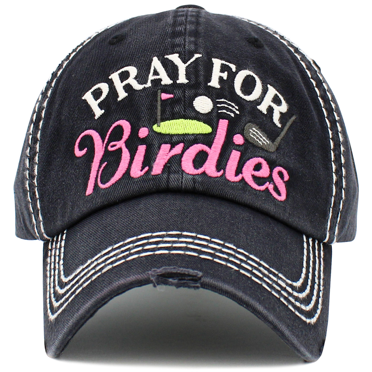 1527 - Pray for Birdies Hat - Black