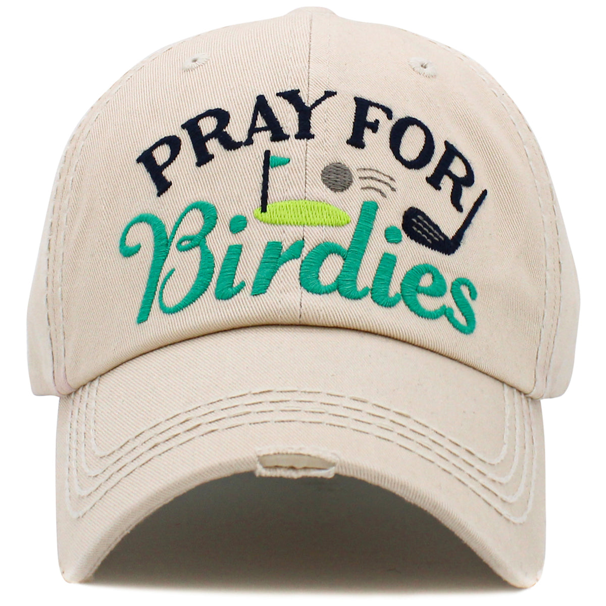 1527 - Pray for Birdies Hat - Stone