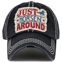 Load image into Gallery viewer, 1539 - Just Horsen Around Hat - Black
