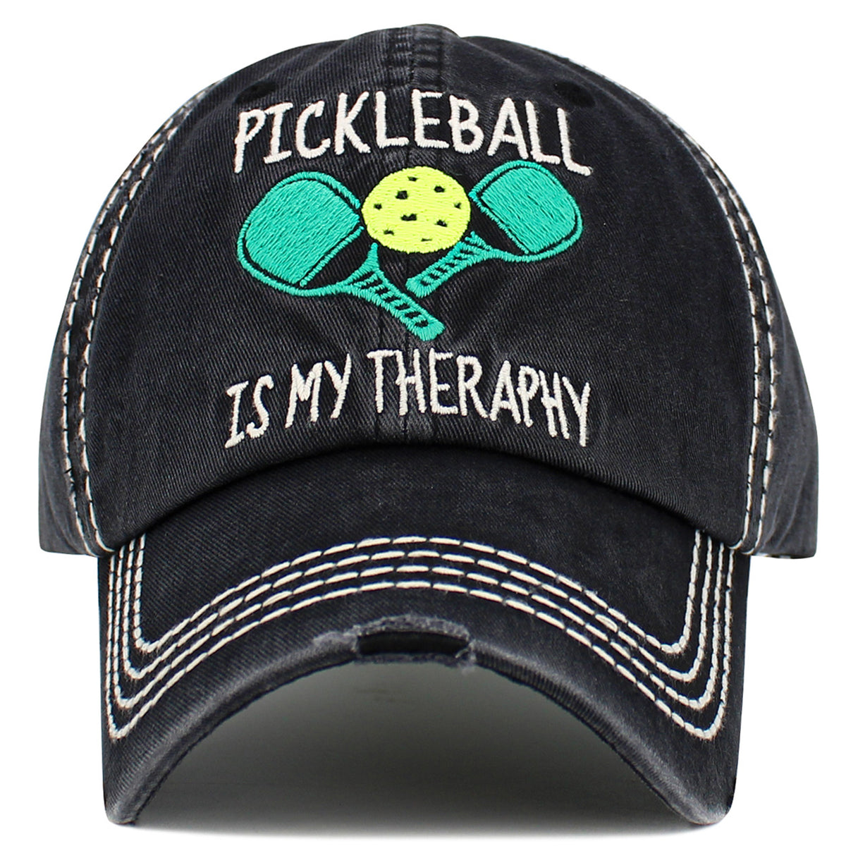 1551 - Pickleball Is My Therapy Hat - Black