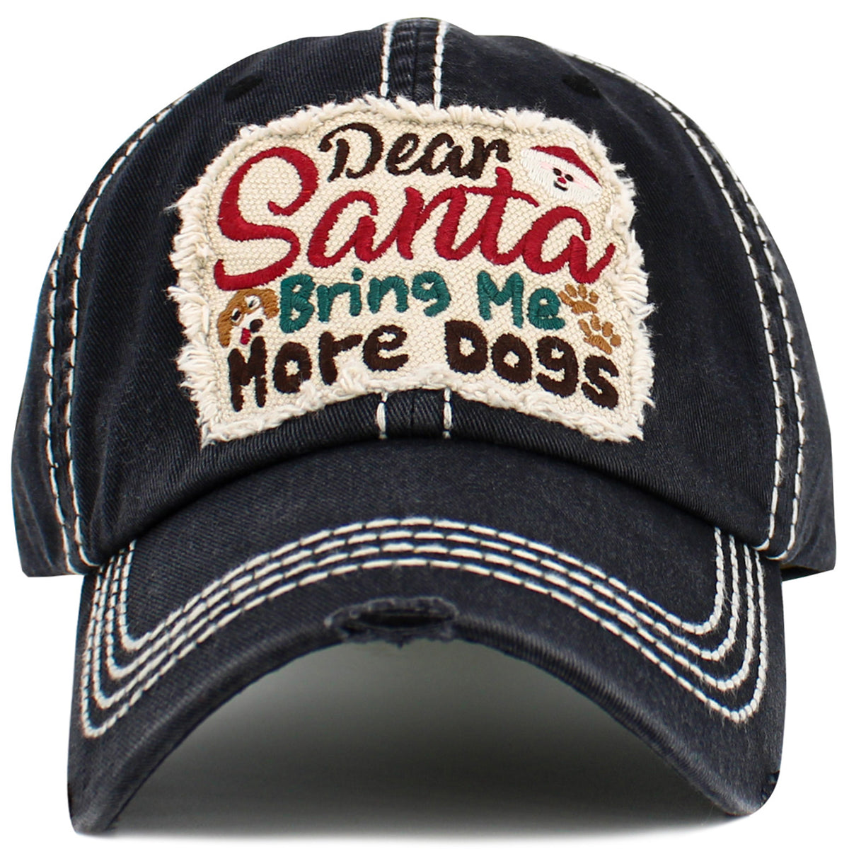 1615 - Dear Santa Bring Me More Dogs Hat - Black