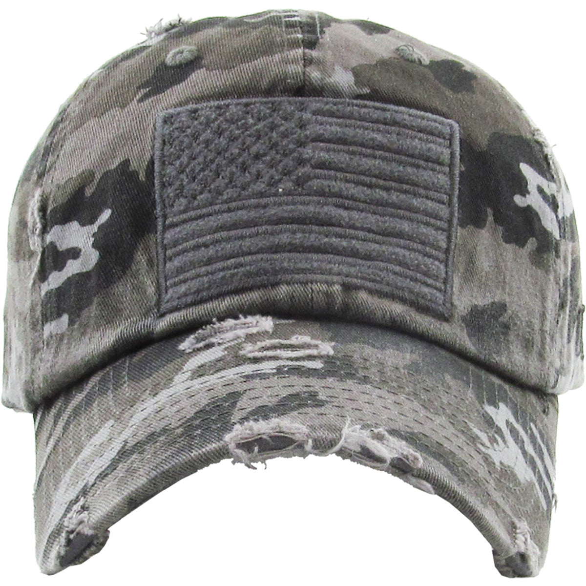 209 - American Flag Hat - Black Camo