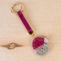Load image into Gallery viewer, KC045 - Crystal Santa Keychain - Fuchsia
