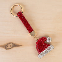 Load image into Gallery viewer, KC047 - Crystal Santa Hat Keychain - Red
