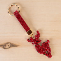 Load image into Gallery viewer, SL049 - Crystal Reindeer Keychain - Red
