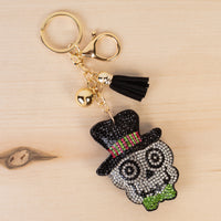 Load image into Gallery viewer, KC053 - Crystal Skeleton Keychain - Black
