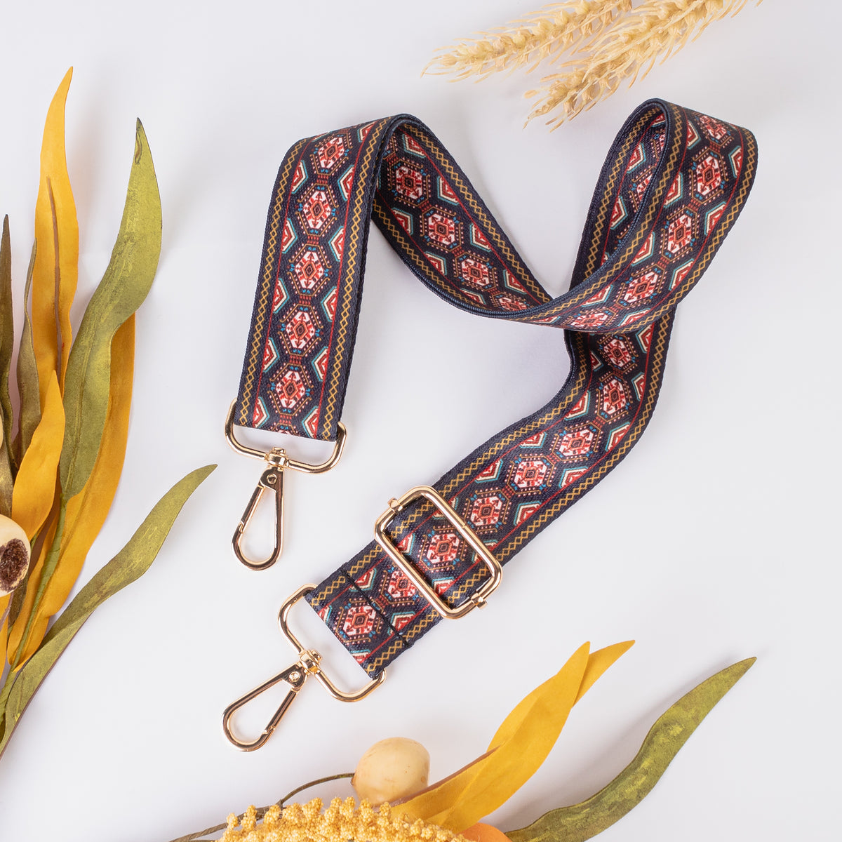 LBT007 - Patterned Bag Strap - Navy Blue