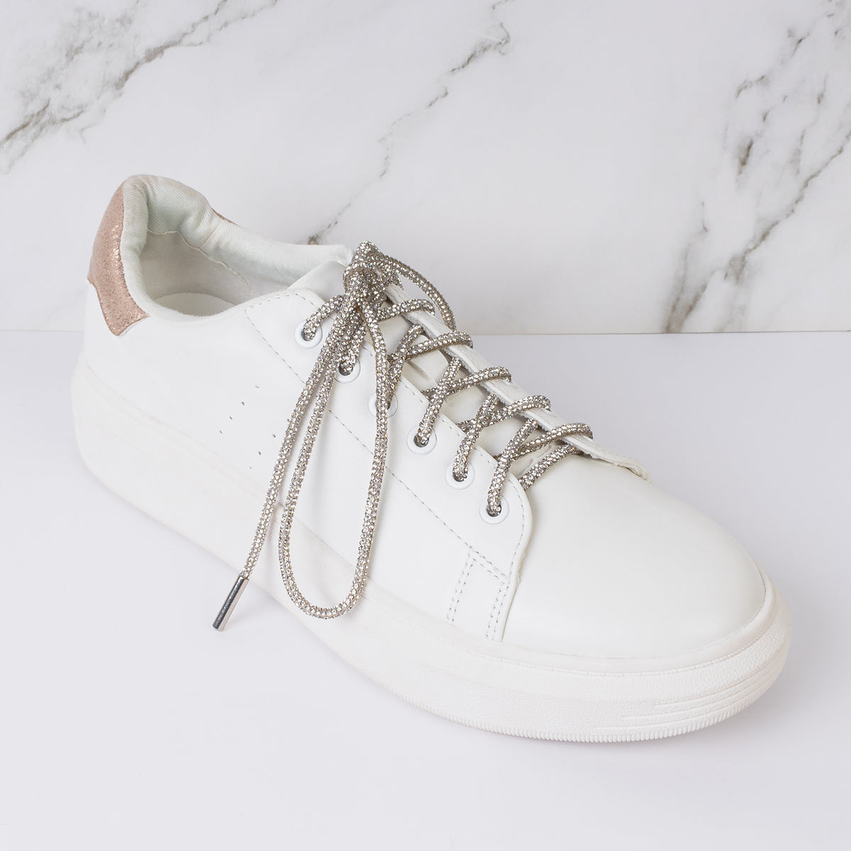 SL001 - Rhinestone Shoelaces - White