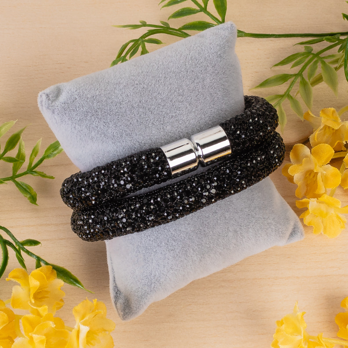 SL004 - Rhinestone Wrap Bracelet - Black