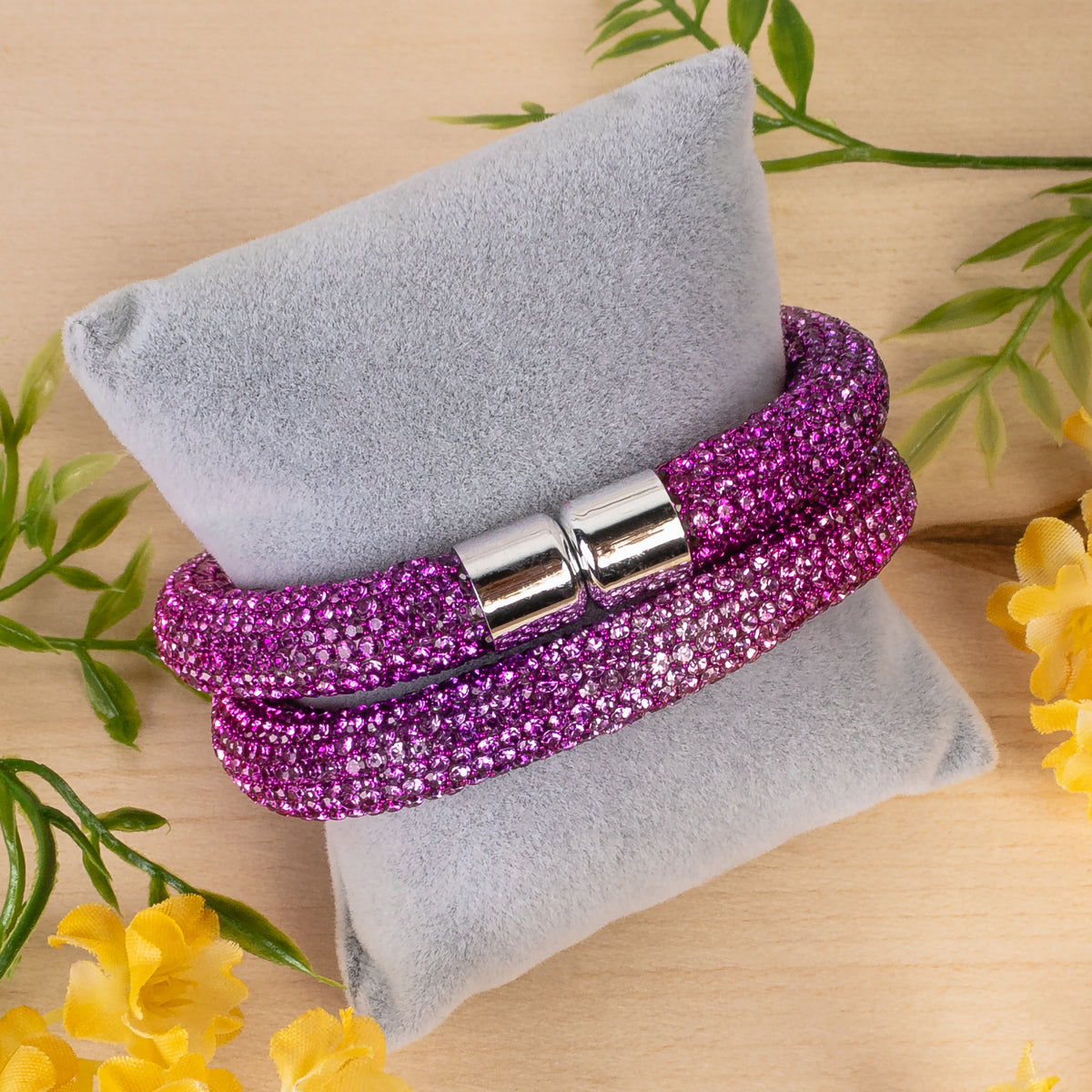 SL004 - Rhinestone Wrap Bracelet - Fuchsia