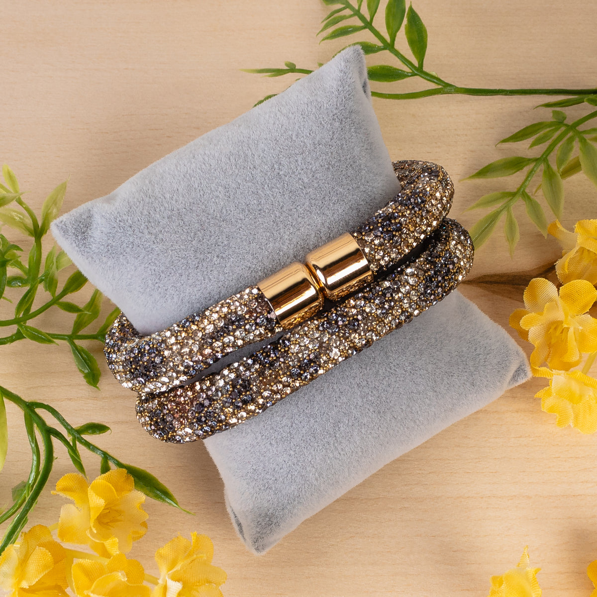 SL004 - Rhinestone Wrap Bracelet - Leopard