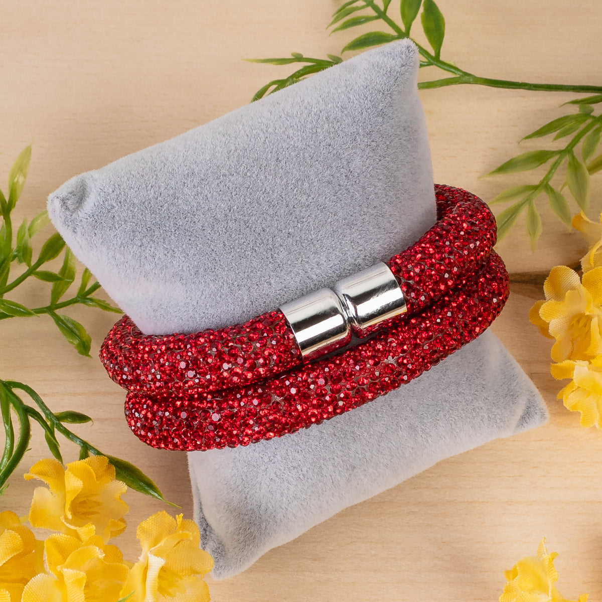 SL004 - Rhinestone Wrap Bracelet - Red