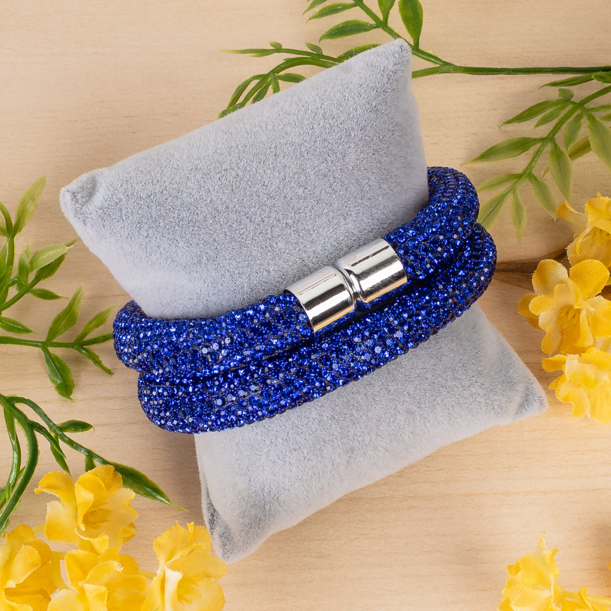 SL004 - Rhinestone Wrap Bracelet - Royal Blue