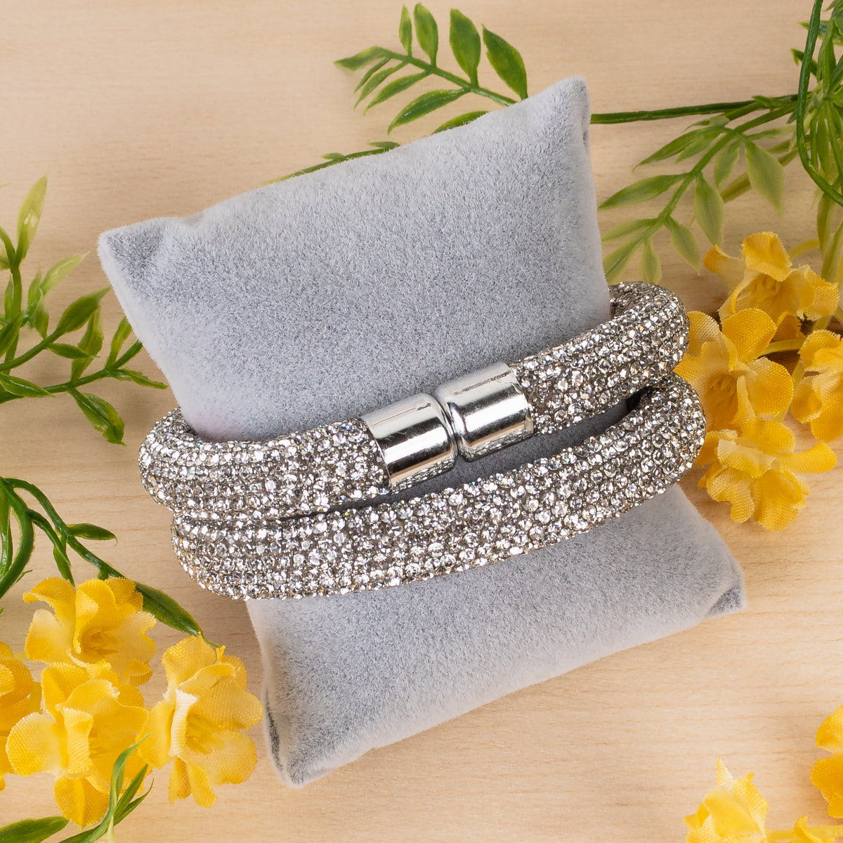 SL004 - Rhinestone Wrap Bracelet - White