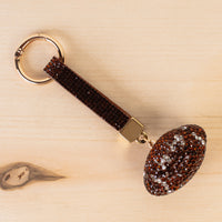 Load image into Gallery viewer, SL030 - Crystal Football Keychain - Brown
